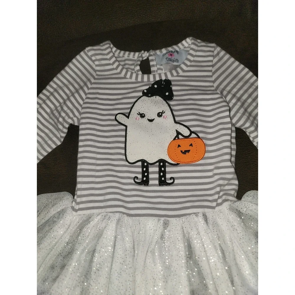 Counting daisies ghost pumpkin fall Halloween dress size 2t